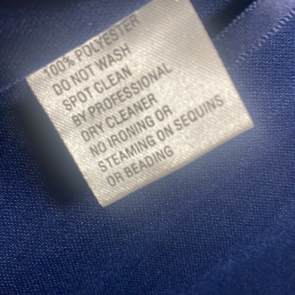 Ieena for Mac Duggal dress Navy Blue HIGH neck cap sleeve long gown New Sz 8 - Picture 10 of 12